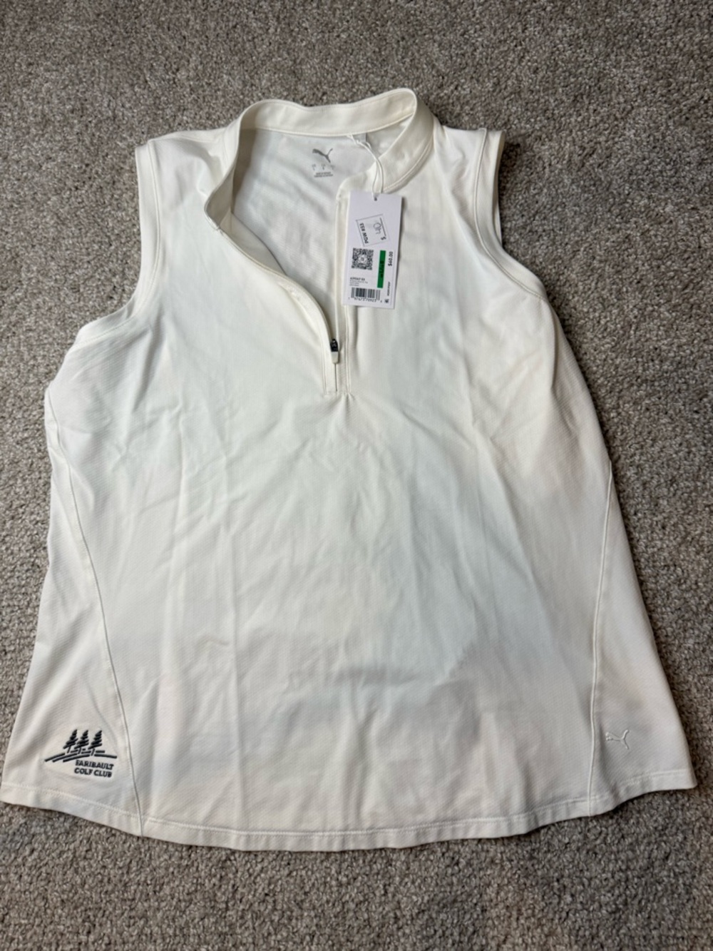 Puma Women’s Sleeveless Quarter-Zip Tank Top - White- NWT- Large